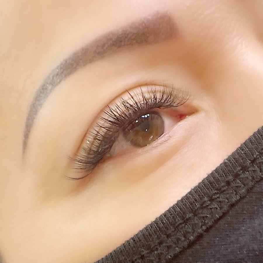 Classic lash extensions close up