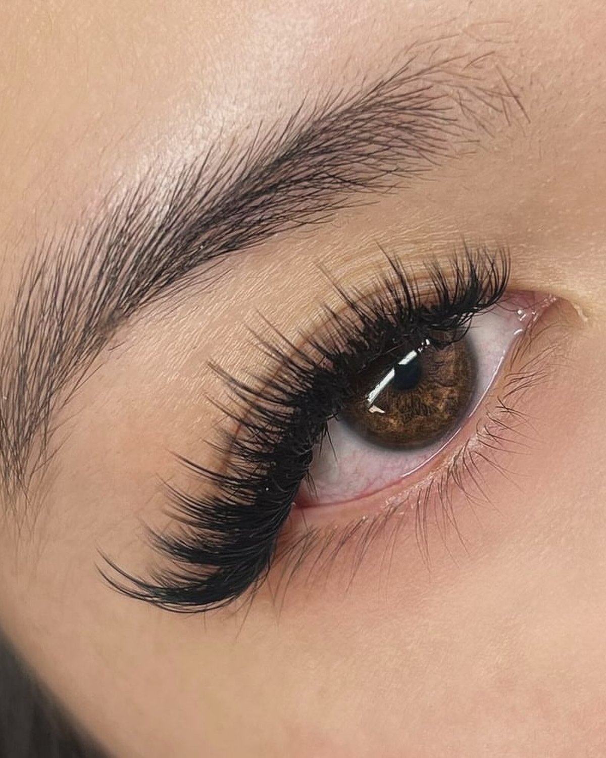 Close-up of a client's lash extensions done at Yen Beauty Haven